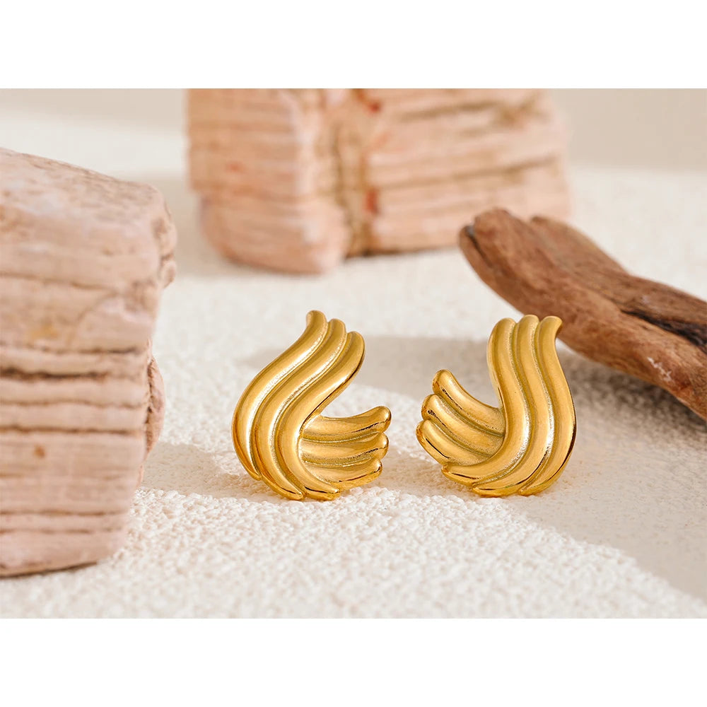 Creative Stainless Steel Stripe Geometric Stud Earrings