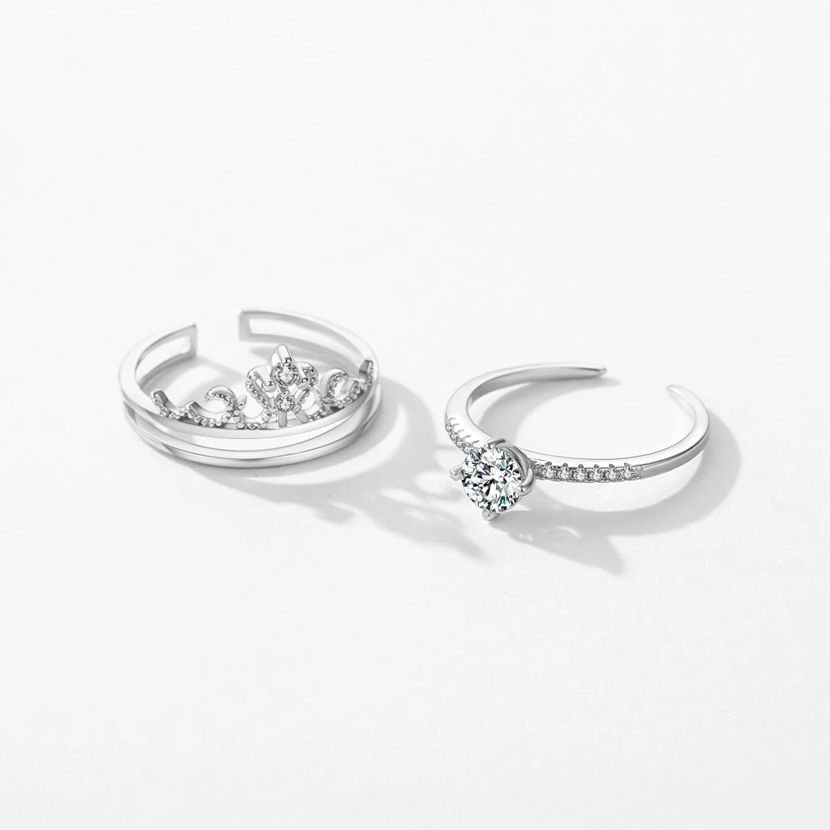 925 sterling silver band with cz rings detail in a refined jewelry sets style