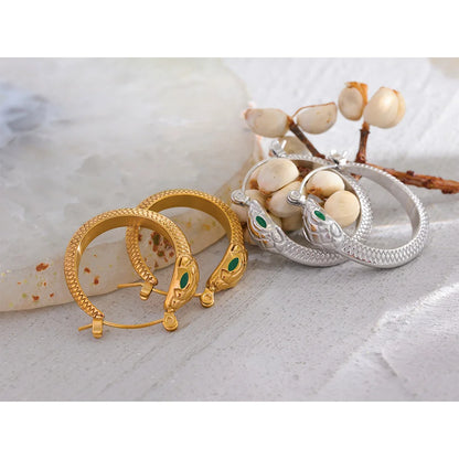 Gold Snake Hoop Earrings – Waterproof & Vintage