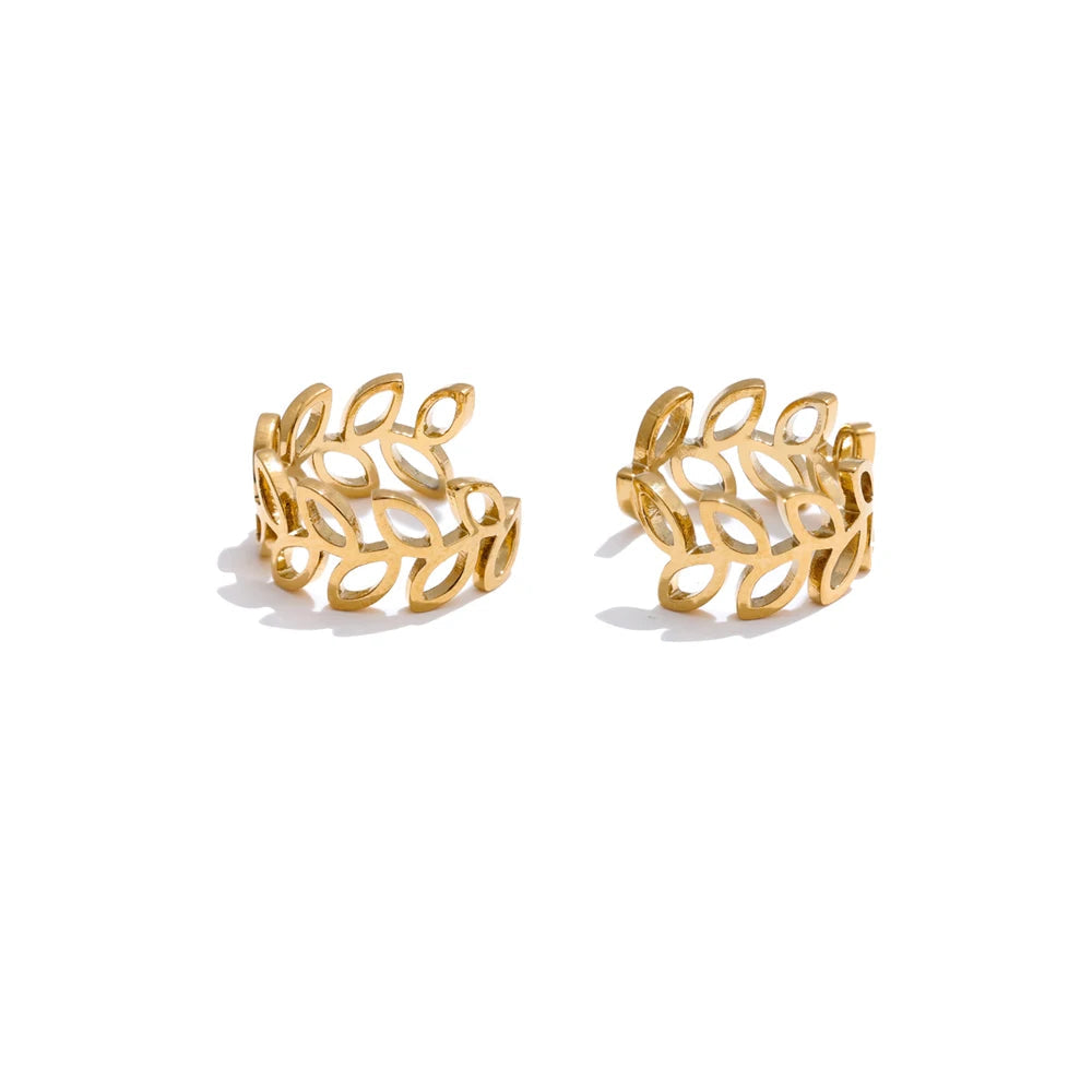 Gold plated stainless steel ear clip earrings for women