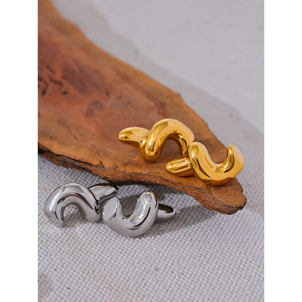 Twisted Geometric Stainless Steel Stud Earrings