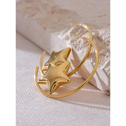 Sleek Star Huggie Earrings – Stainless Steel, Allergy-Free