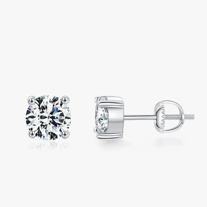 Sterling Silver Moissanite Diamond Stud Earrings