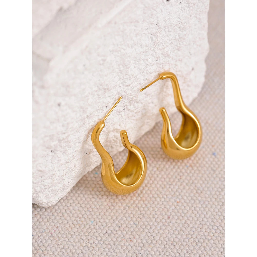 Statement Geometric Stainless Steel Drop Earrings