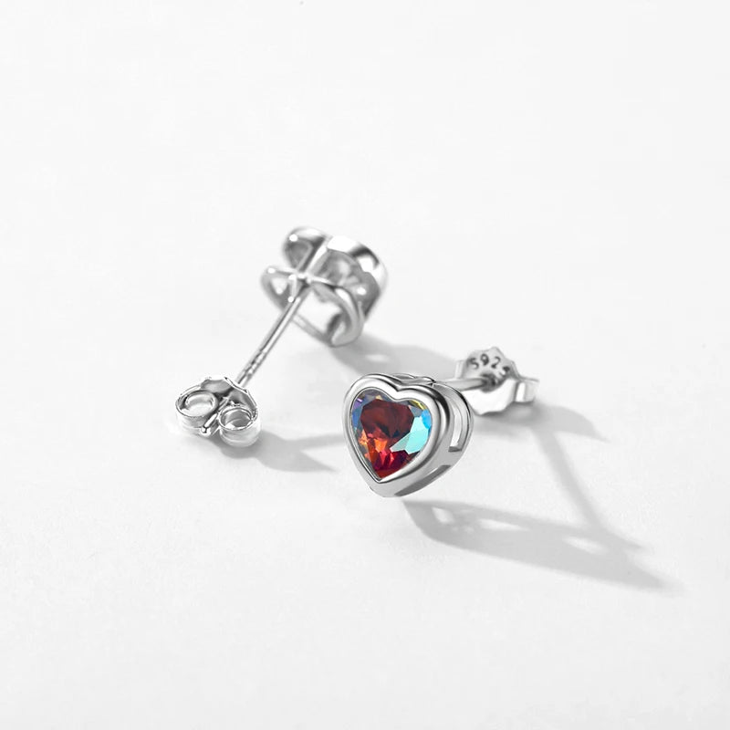 Sterling Silver Rainbow Heart Jewelry Set