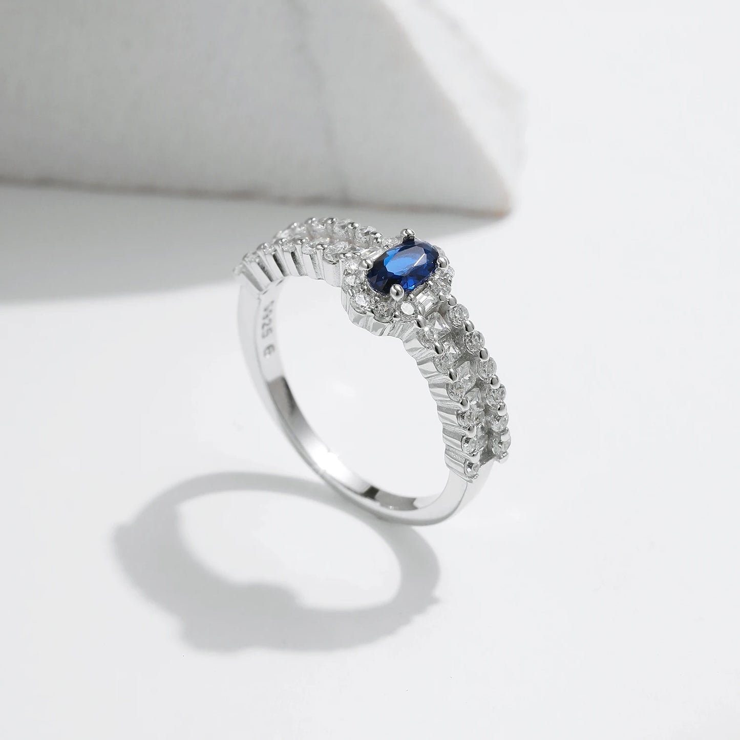 Royal Elegance Sterling Silver Blue Oval CZ Ring