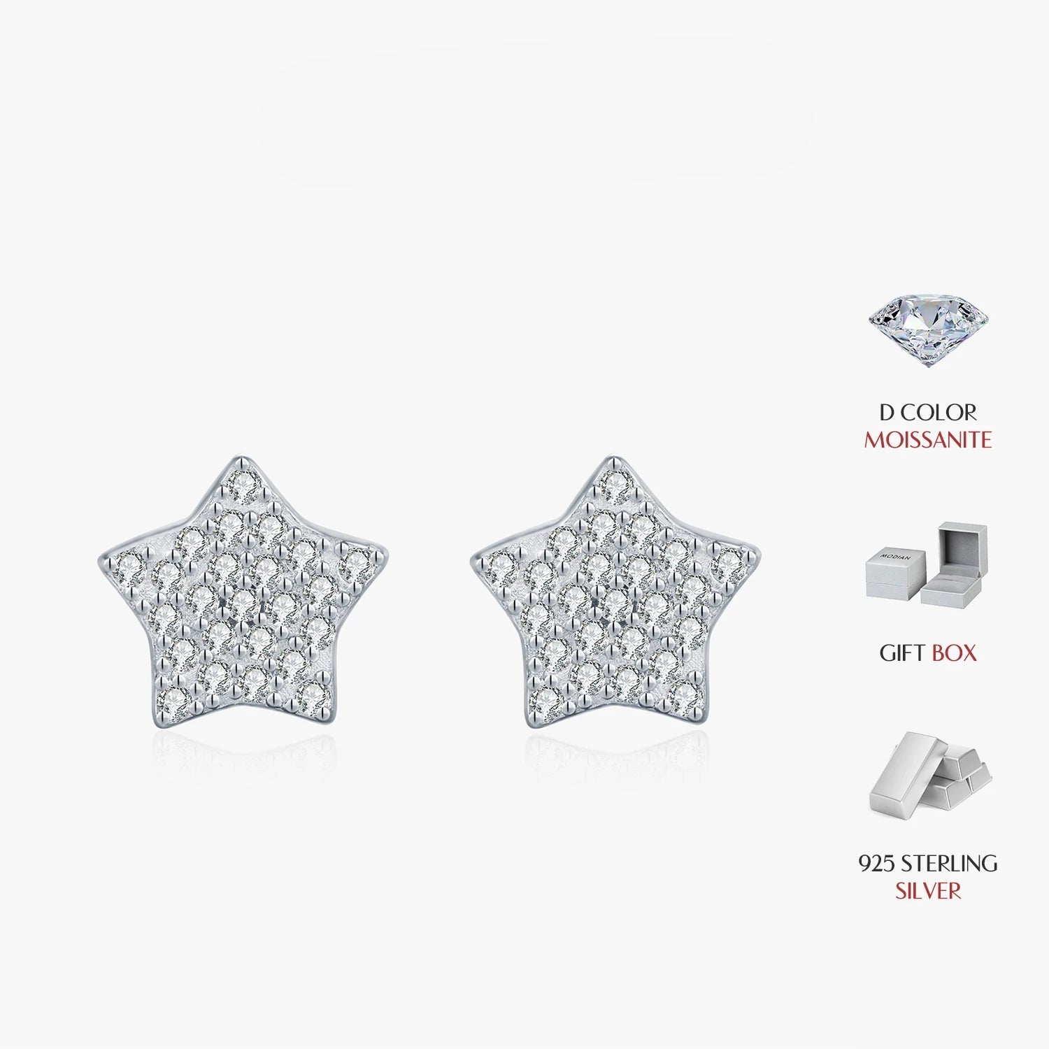 Fine jewelry star studs crafted with luminous moissanite stones