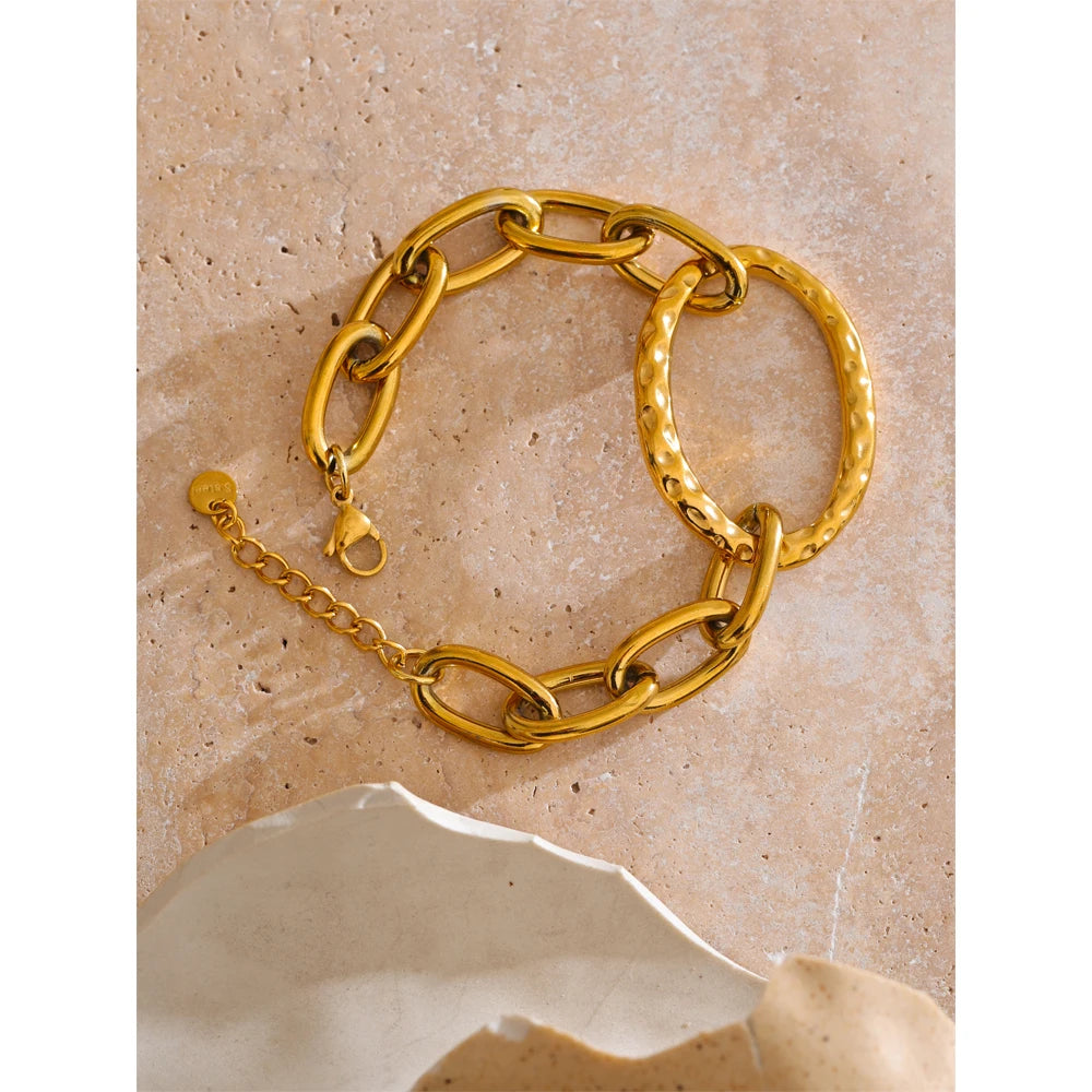 Chain bracelet showing bracelet charm bracelet style in gold plated finish