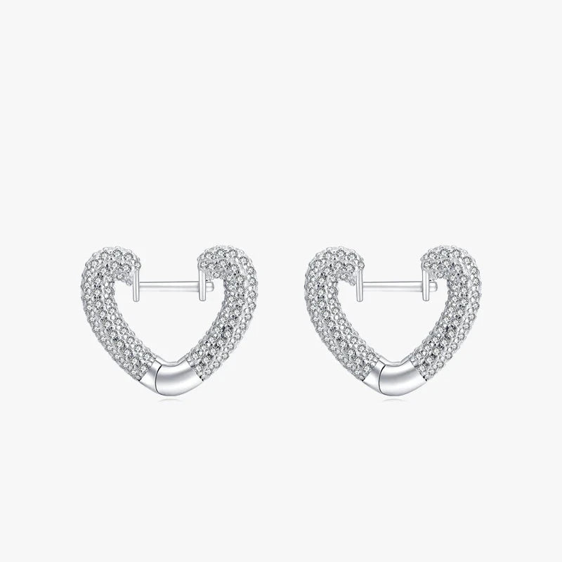 Sterling Silver Heart Hoop Earrings