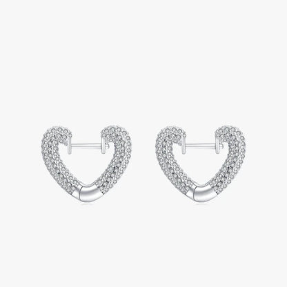 Sterling Silver Heart Hoop Earrings