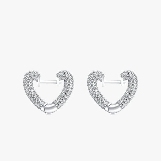 Sterling Silver Heart Hoop Earrings