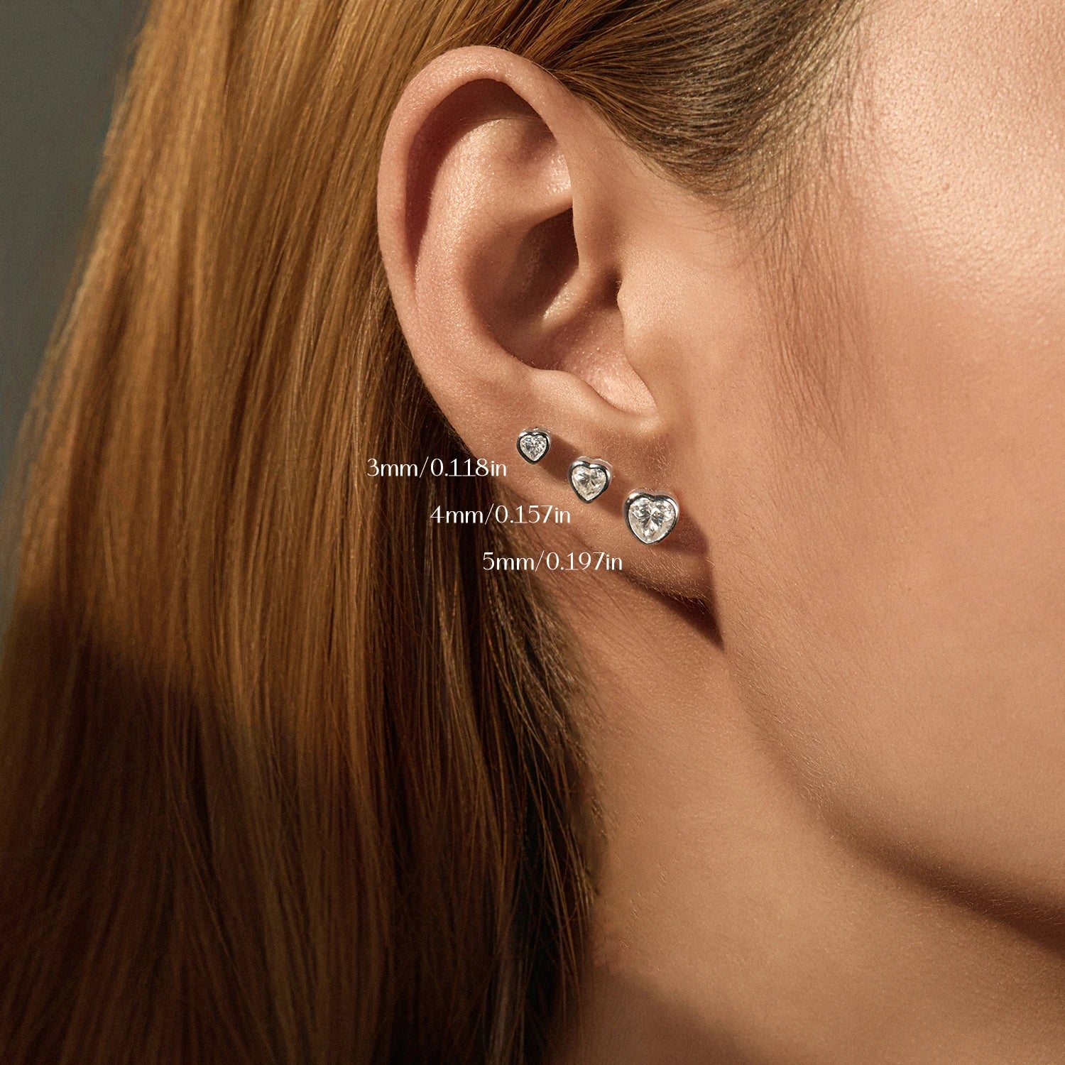 Dazzling sterling silver earrings studs with moissanite shine