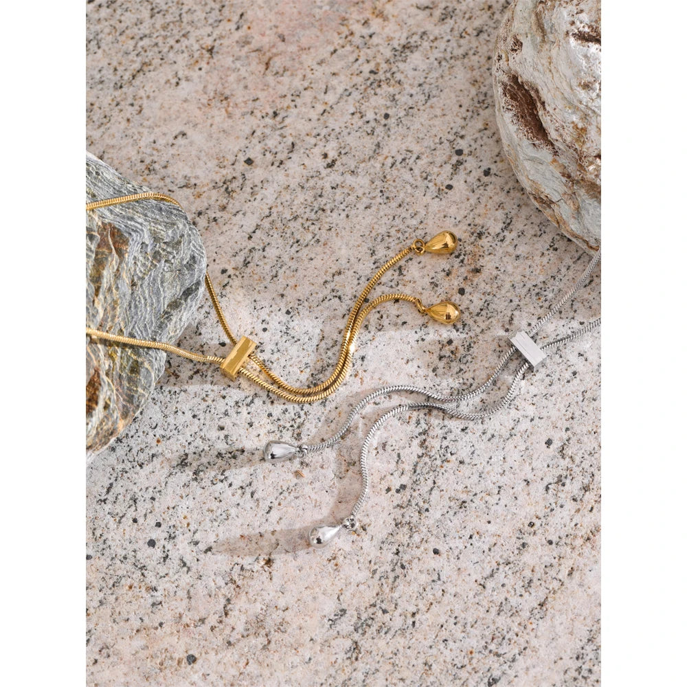 personalized gold necklace long chain 72 cm adjustable stainless steel