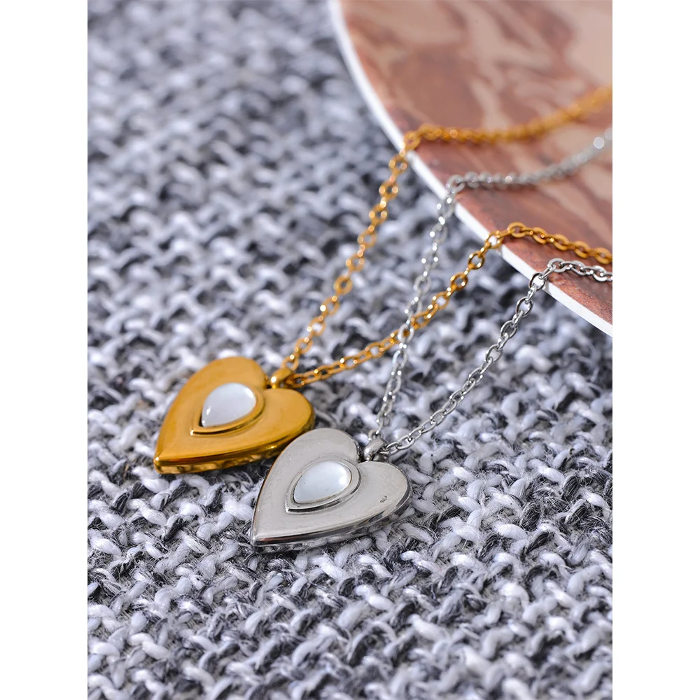 Tarnish-Free Heart Shell Pendant Necklace