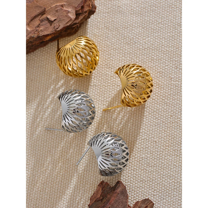 Stainless Steel Geometric Hollow Round Earrings