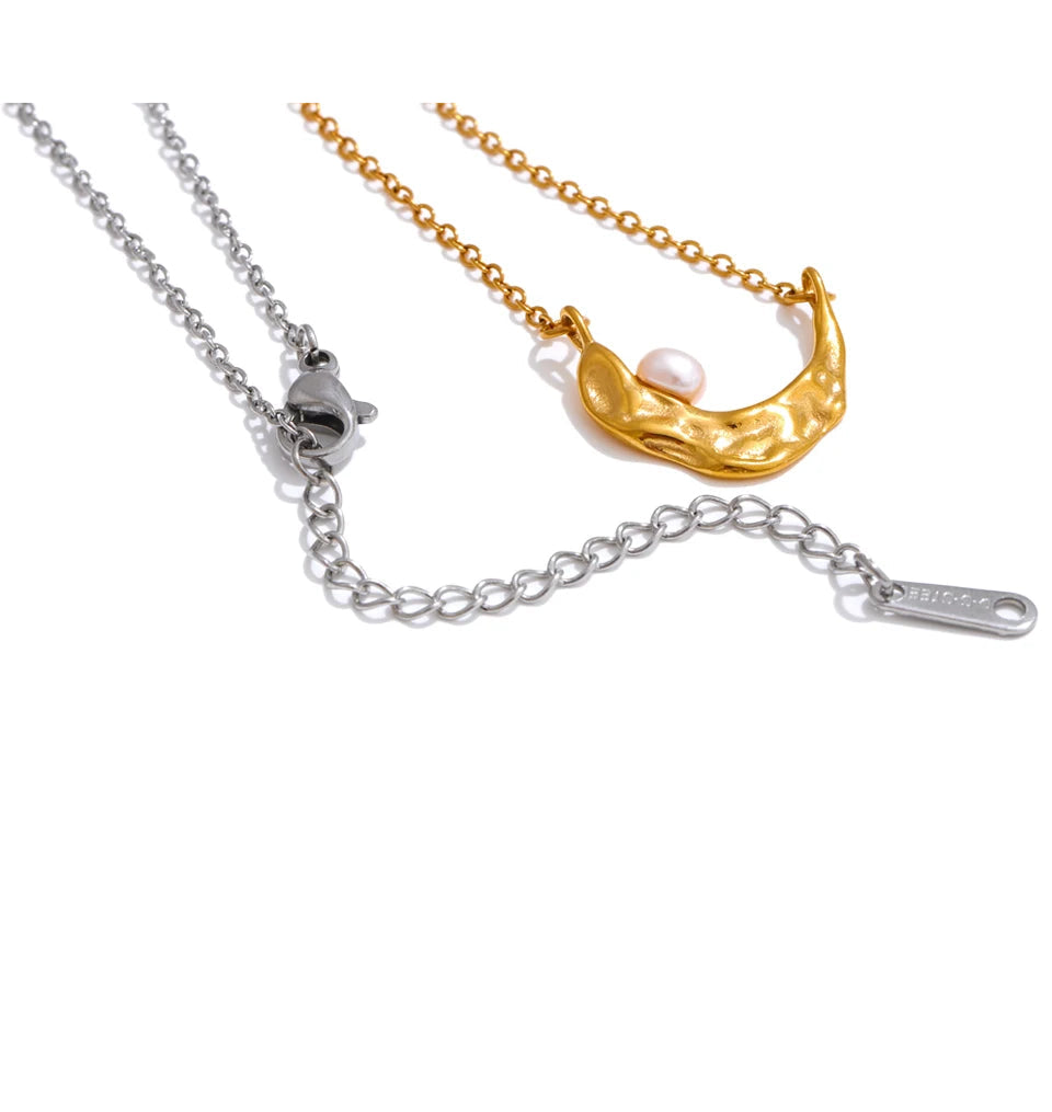 Minimal charm necklace styled as a necklace with gold for daily wear