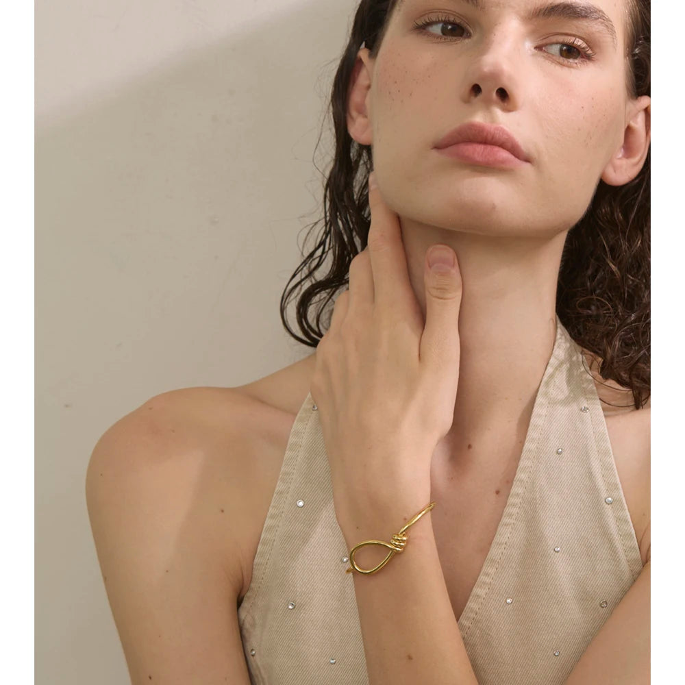 gold bracelet cuff bangle in stainless steel open design modern look