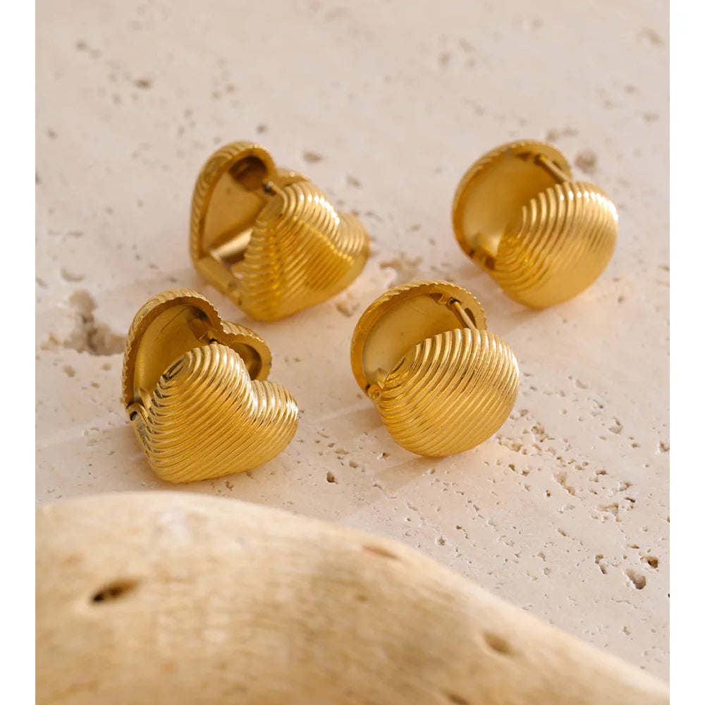 Elegant hoop earrings with gold heart charm on both sides