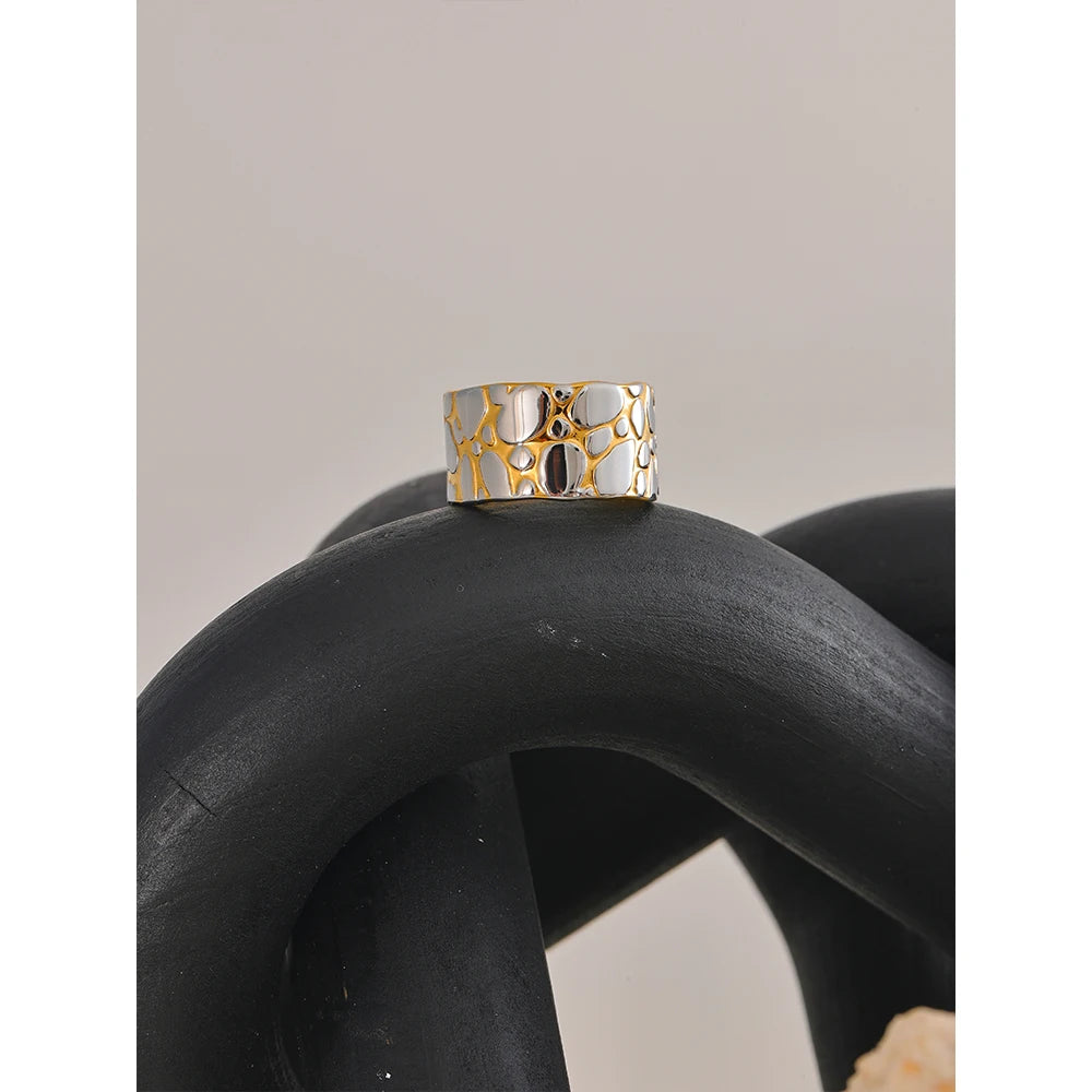 18K Gold Plated Wide Double Color Ring