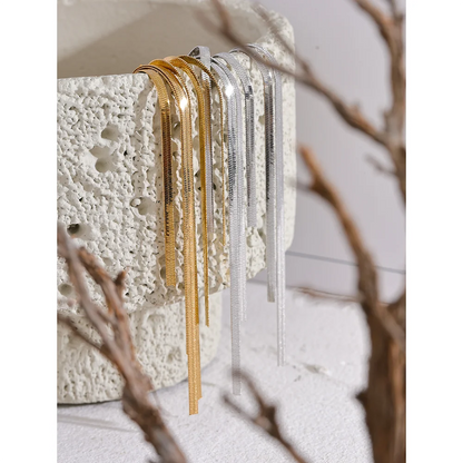 Stainless Steel Long Tassel Chain Drop Earrings