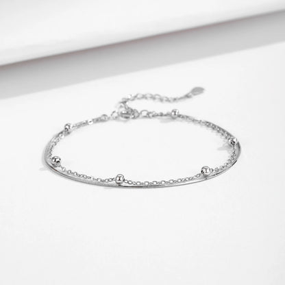 Double-Layer Sterling Silver Snake Chain Bracelet