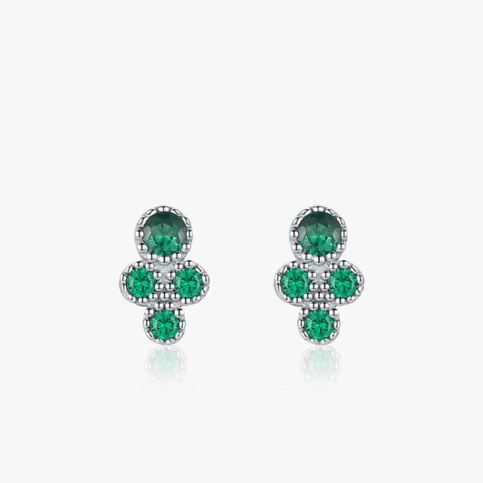 Vintage Green CZ Tiny Stud Earrings