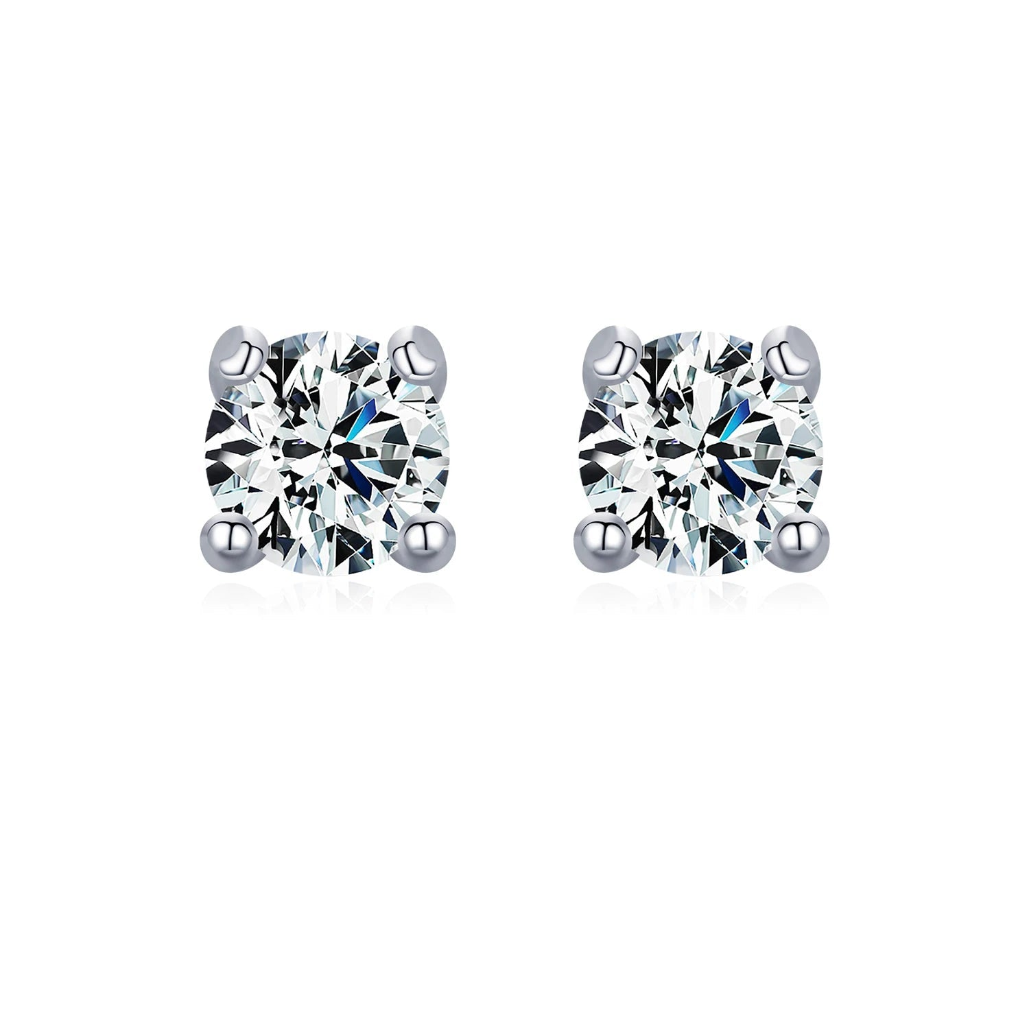 Tiny moissanite gemstone stud earrings in 925 sterling silver
