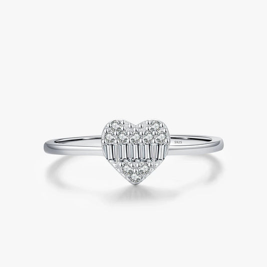 Heartfelt Elegance Sterling Silver Zirconia Ring