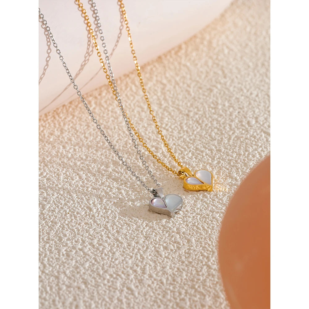 Waterproof Heart Shell Pendant Necklace