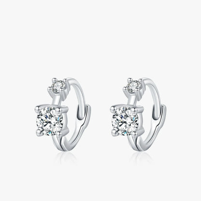 Sterling Silver Tiny Round CZ Stackable Hoop Earrings