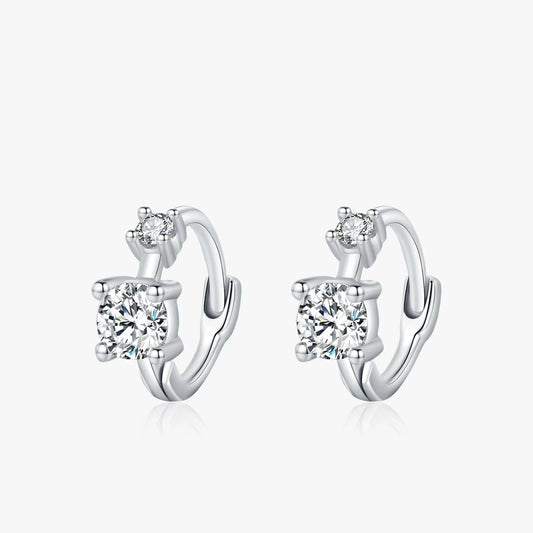 Sterling Silver Tiny Round CZ Stackable Hoop Earrings