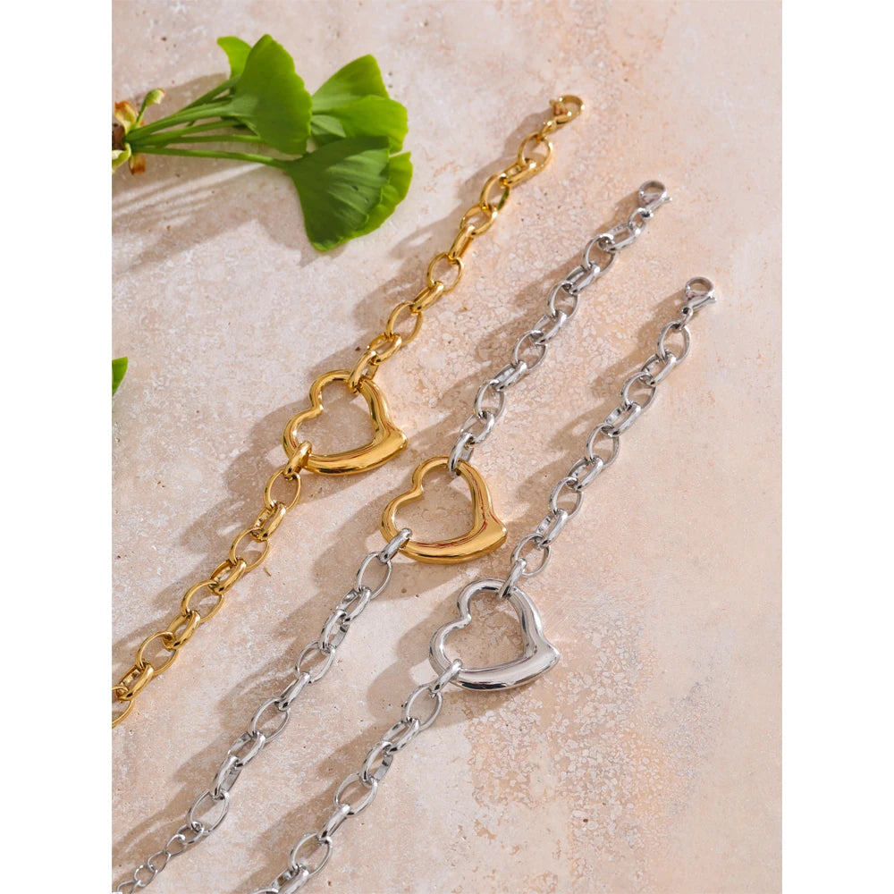 Close view of love bracelet styling in gold plated stainless steel jewelry