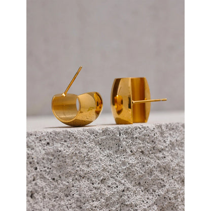 Curly Chunky Gold Color Stud Earrings