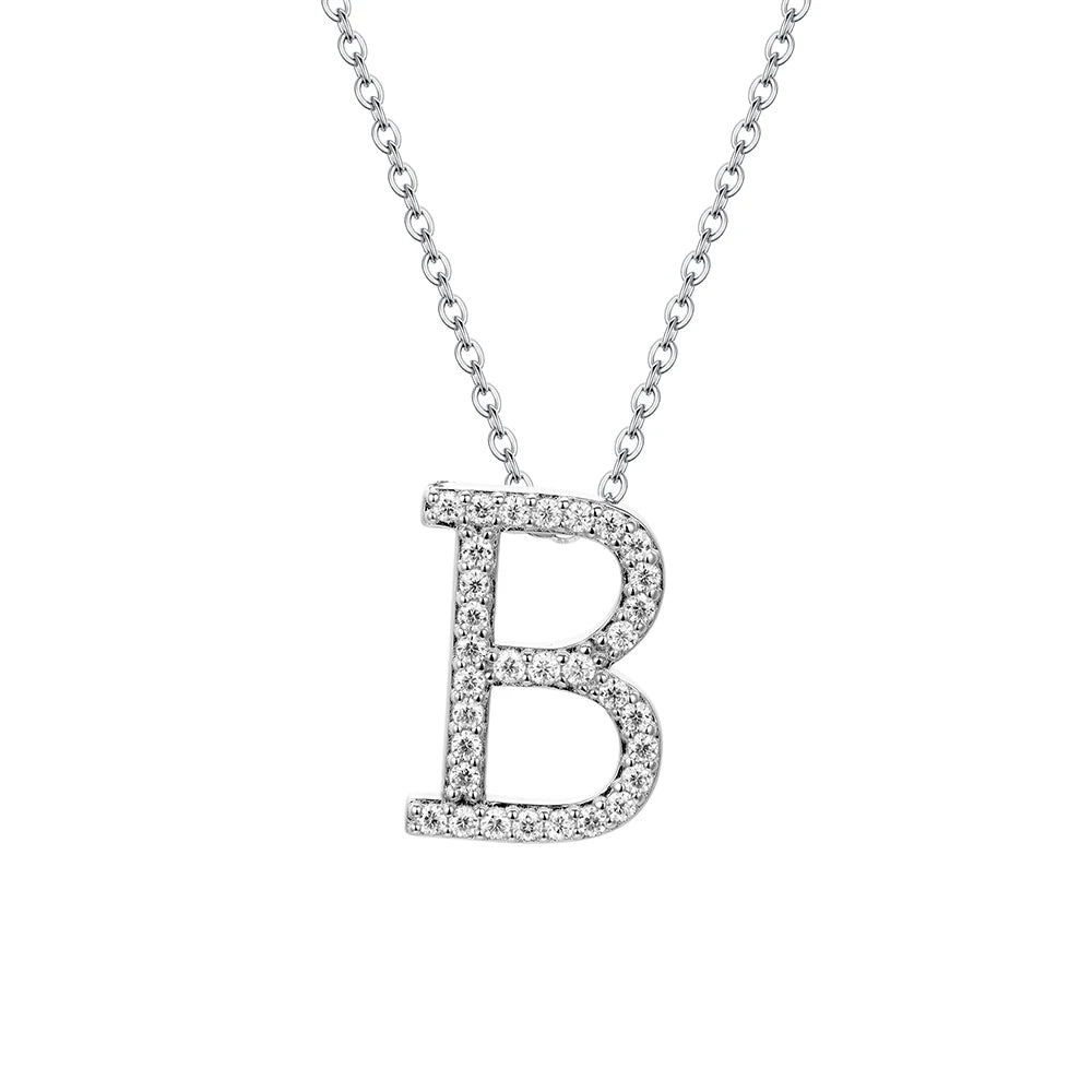Necklace with the letter B as a sterling silver necklace in silver color