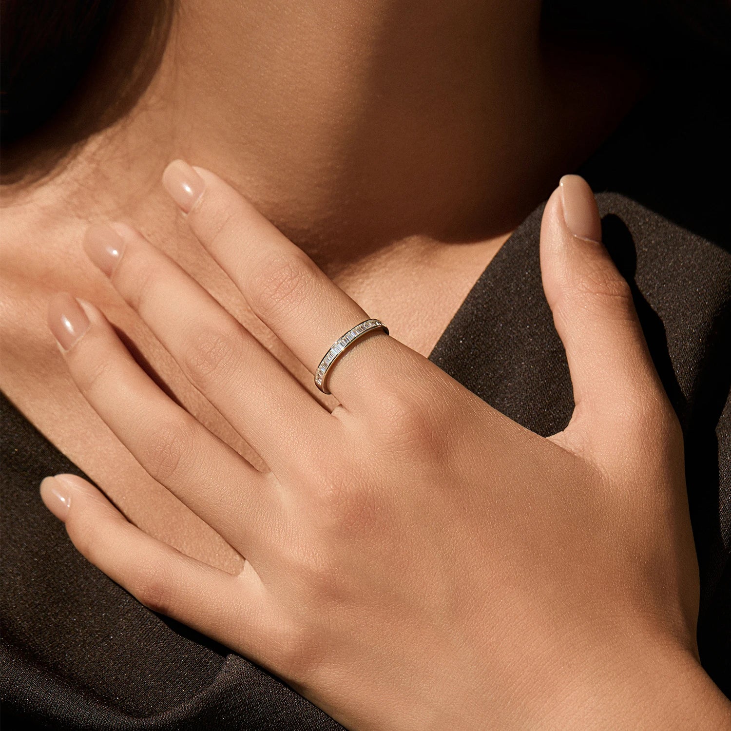 Elegant moissanite jewelry rings with rectangular stones for women