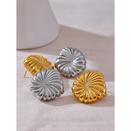 Personalized Geometric Stripe Flower Stud Earrings