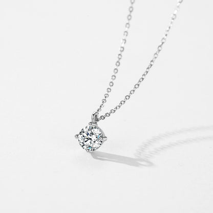 Sterling Silver 1CT Zircon Pendant Necklace