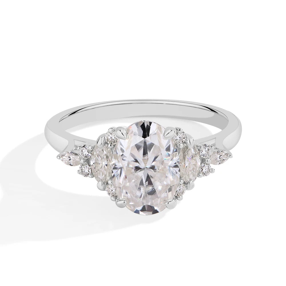 Oval moissanite ring gold plated with moissanite diamonds sparkle