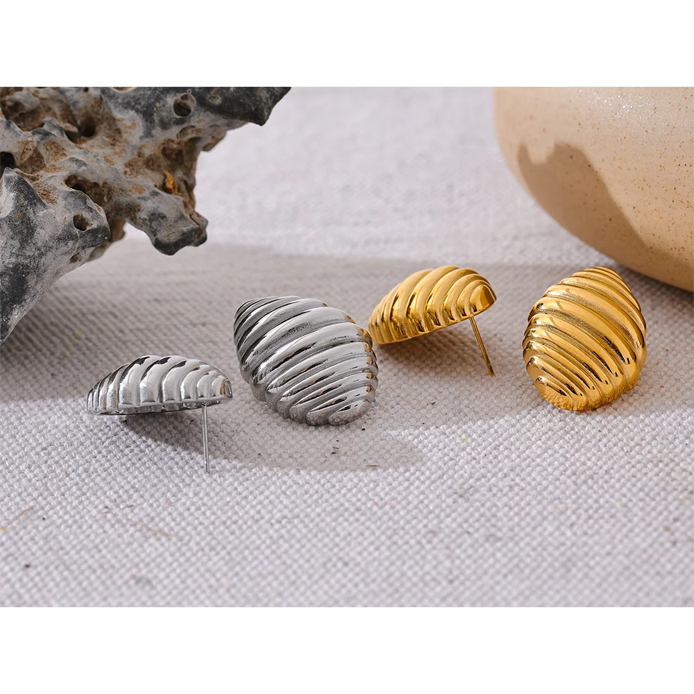 316L Stainless Steel Stripe Stud Earrings