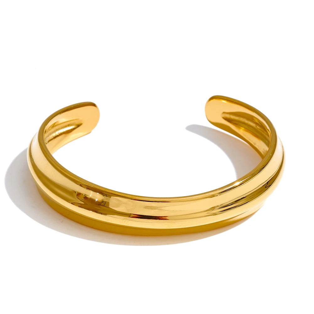 statement open cuff bracelet bangle in gold stainless steel for women accessories
