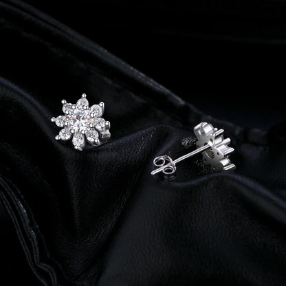 Sterling Silver Moissanite Flower Stud Earrings