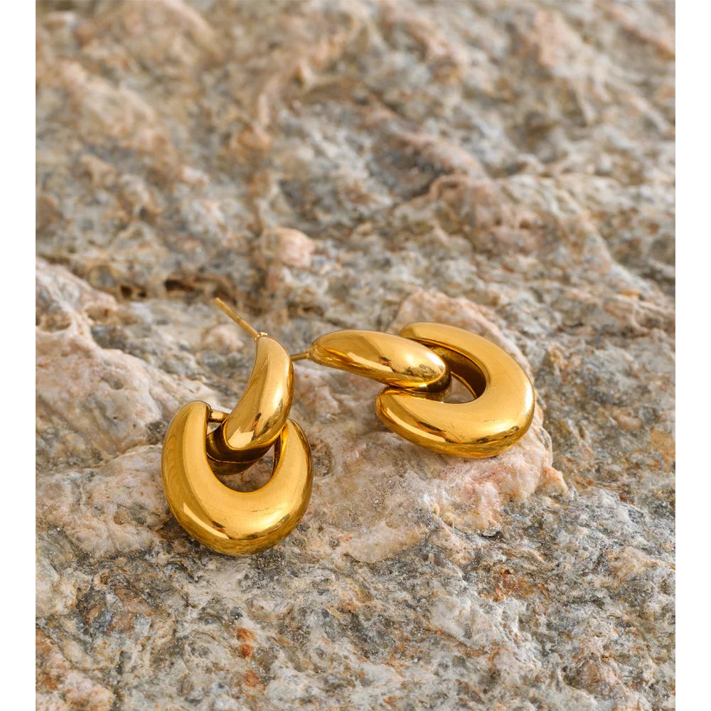 Waterproof jewelry gold colored U shape earrings for women