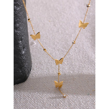 Golden Butterfly Charm Chain Necklace