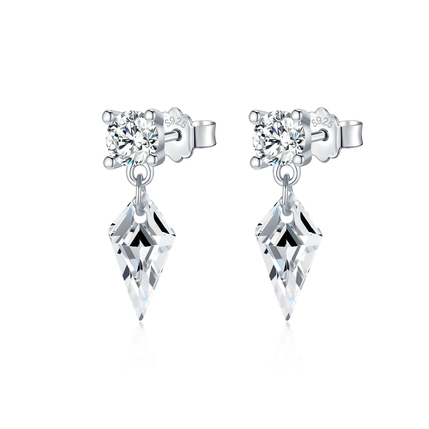Sparkling kite zircon stud earrings in 925 silver finish