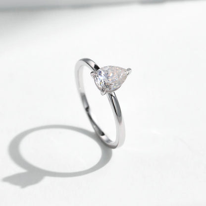 Brilliance Drop Sterling Silver Moissanite Wedding Ring