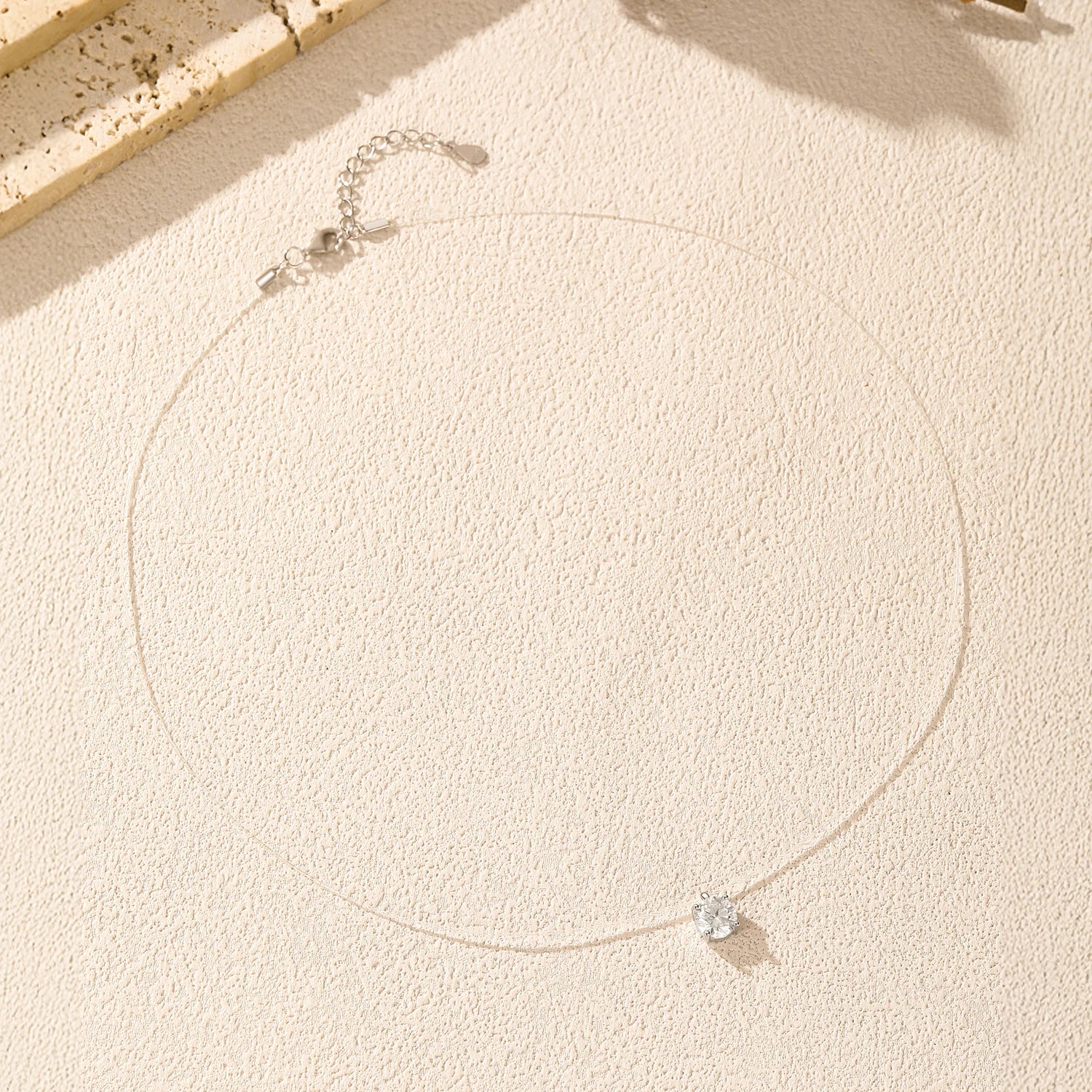 925 silver chain necklace with radiant round moissanite pendant