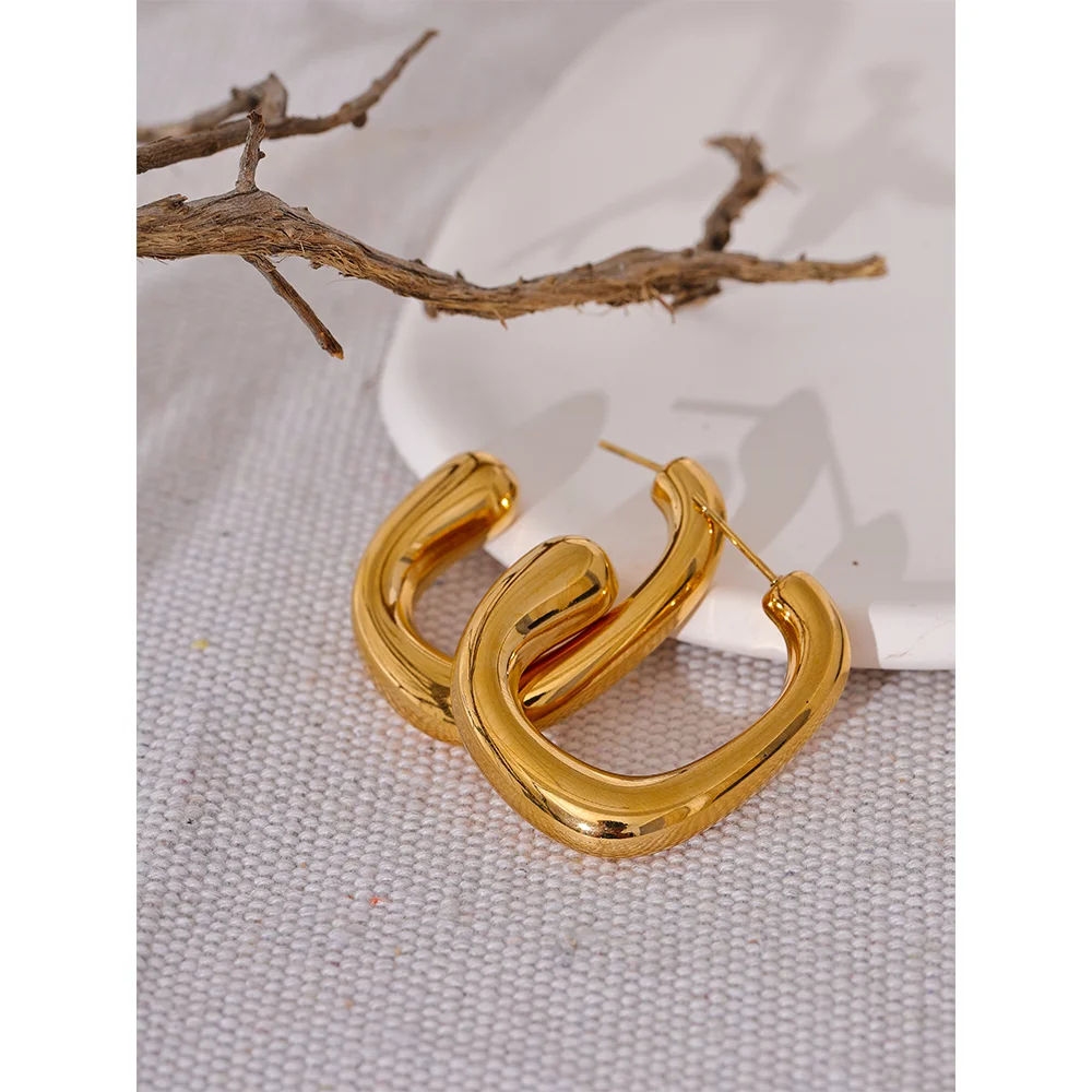 Minimalist Unusual Gold Plated Stainless Steel Earrings