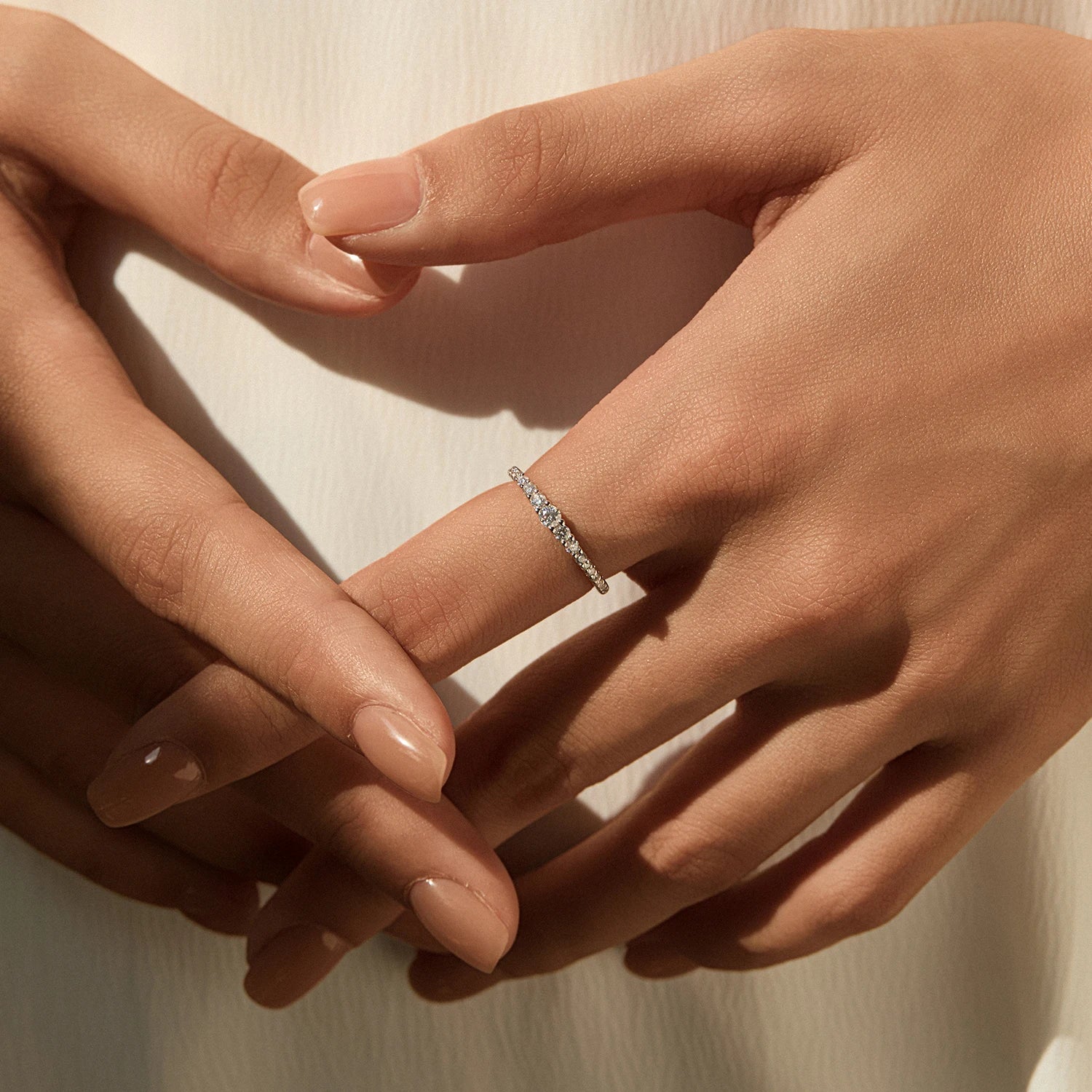 Radiant round moissanite wedding band rings for women