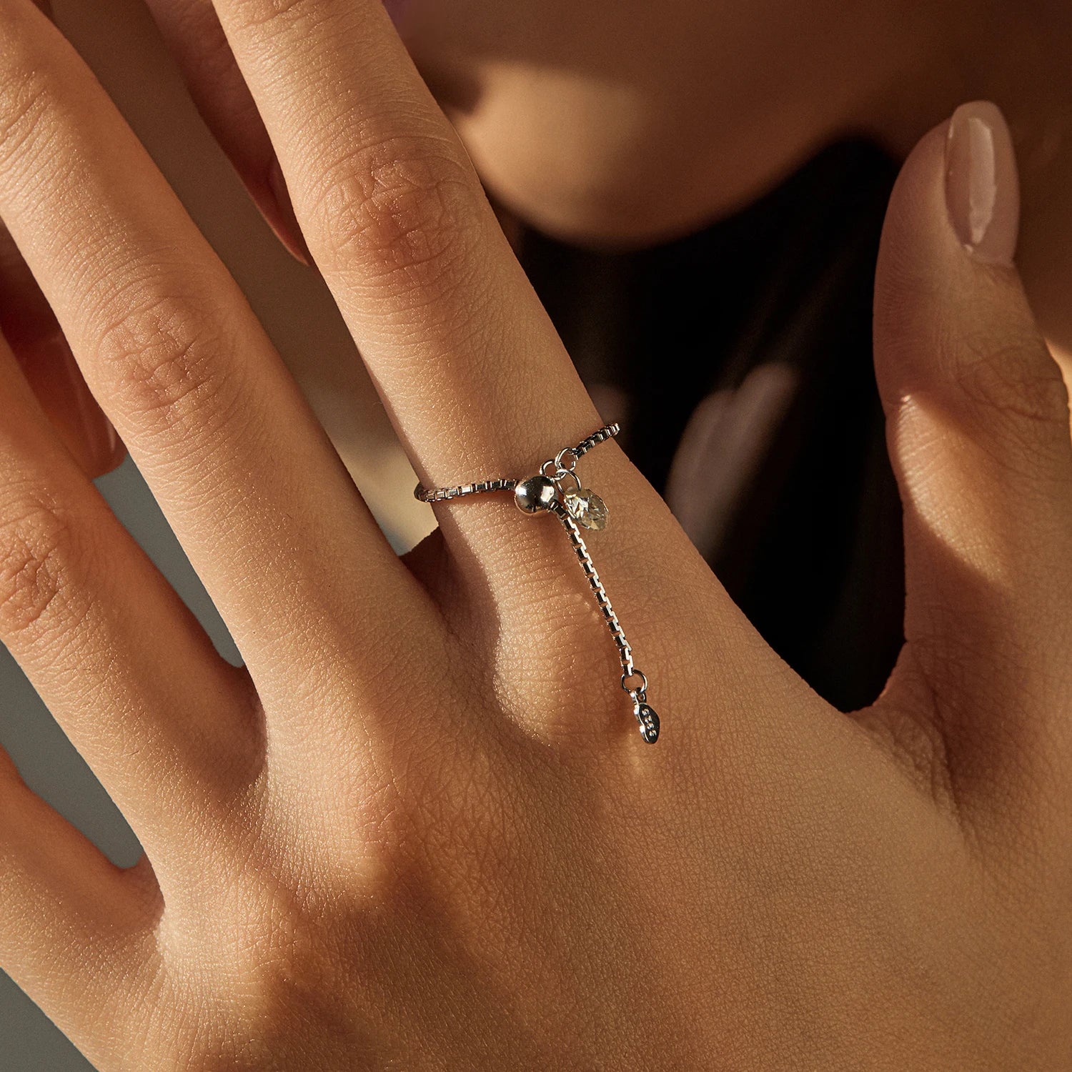 Sterling silver rings featuring a bright moissanite diamond center