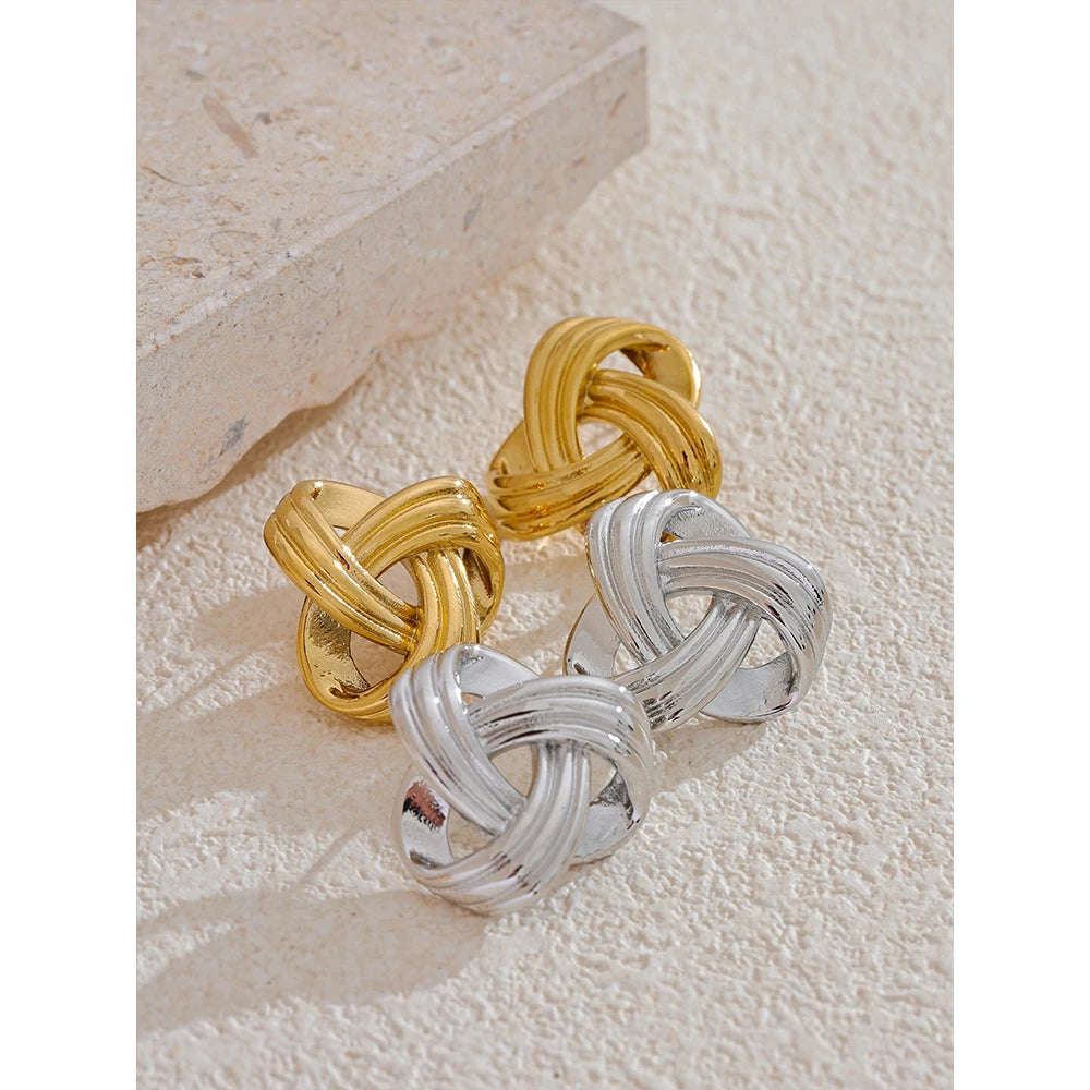 Twisted Knot Stripe Stud Earrings